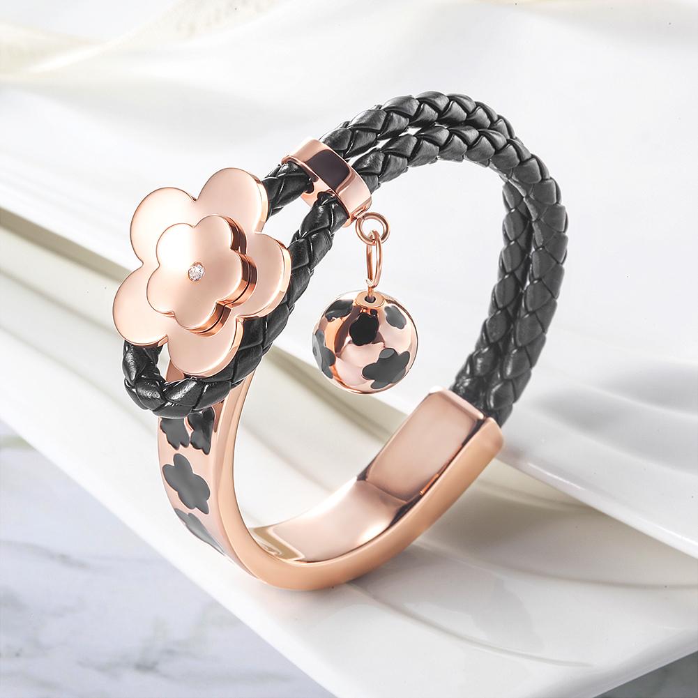 Elegant Flower Bud Wheat Chain Bar Bracelet made of stainless steel with gold plating, showcasing a modern design suitable for everyday wear.