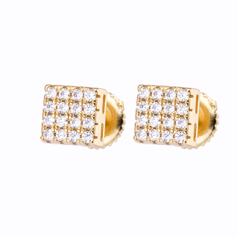 FORCTIS Sterling Silver CZ Earrings featuring sparkling cubic zirconia stones in a stylish screw back design.
