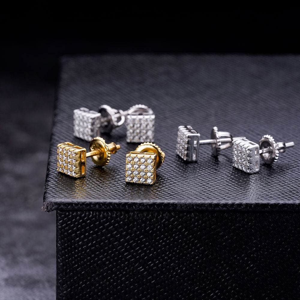 FORCTIS Sterling Silver CZ Earrings featuring sparkling cubic zirconia stones in a stylish screw back design.