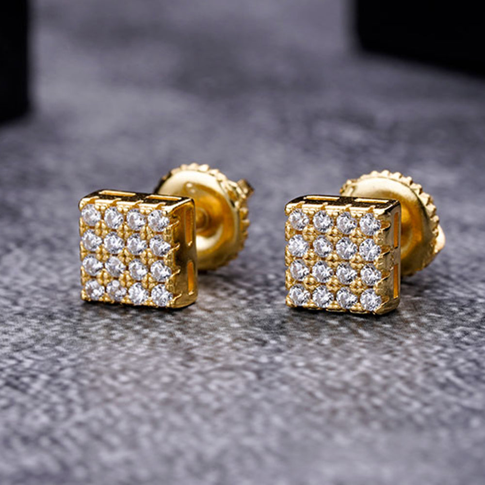 FORCTIS Sterling Silver CZ Earrings featuring sparkling cubic zirconia stones in a stylish screw back design.