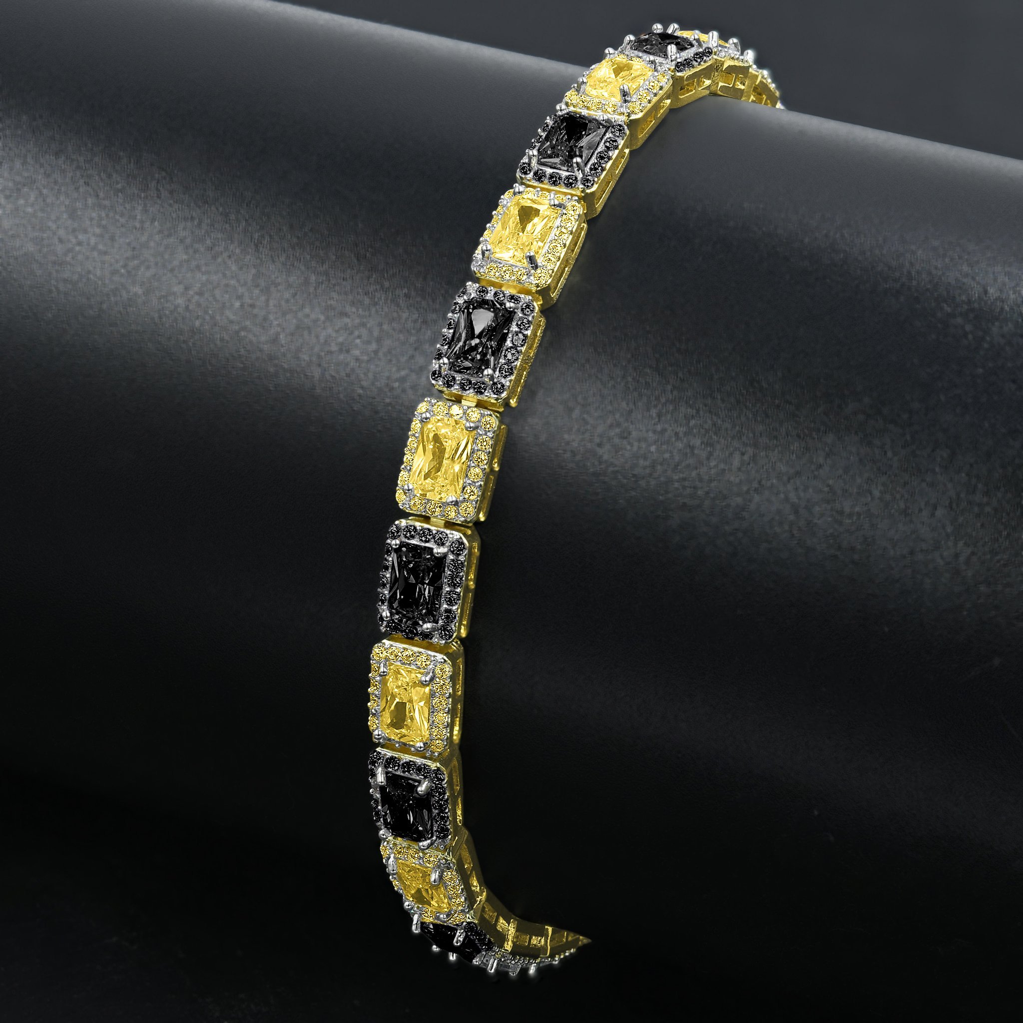 FOXY 6MM Square Tennis Bracelet featuring AAA cubic zirconia stones set in solid brass, elegantly designed for a stunning look.