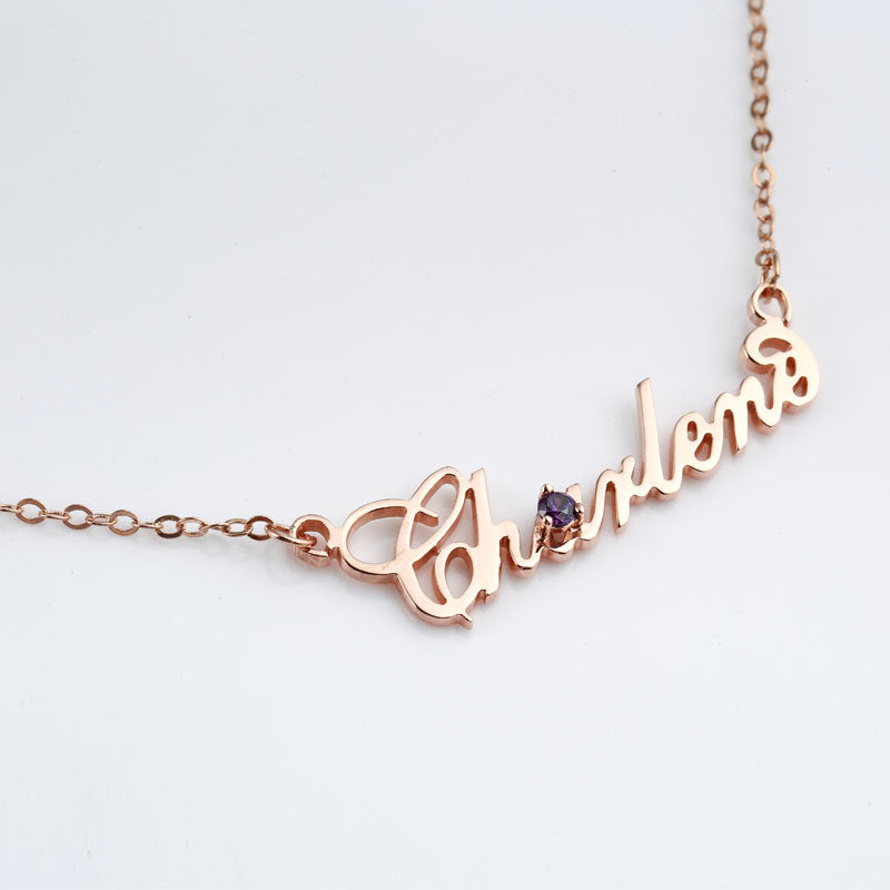 A beautiful Full Silver Diamond Name Necklace showcasing personalized name in elegant font, available in silver, gold, and rose gold.