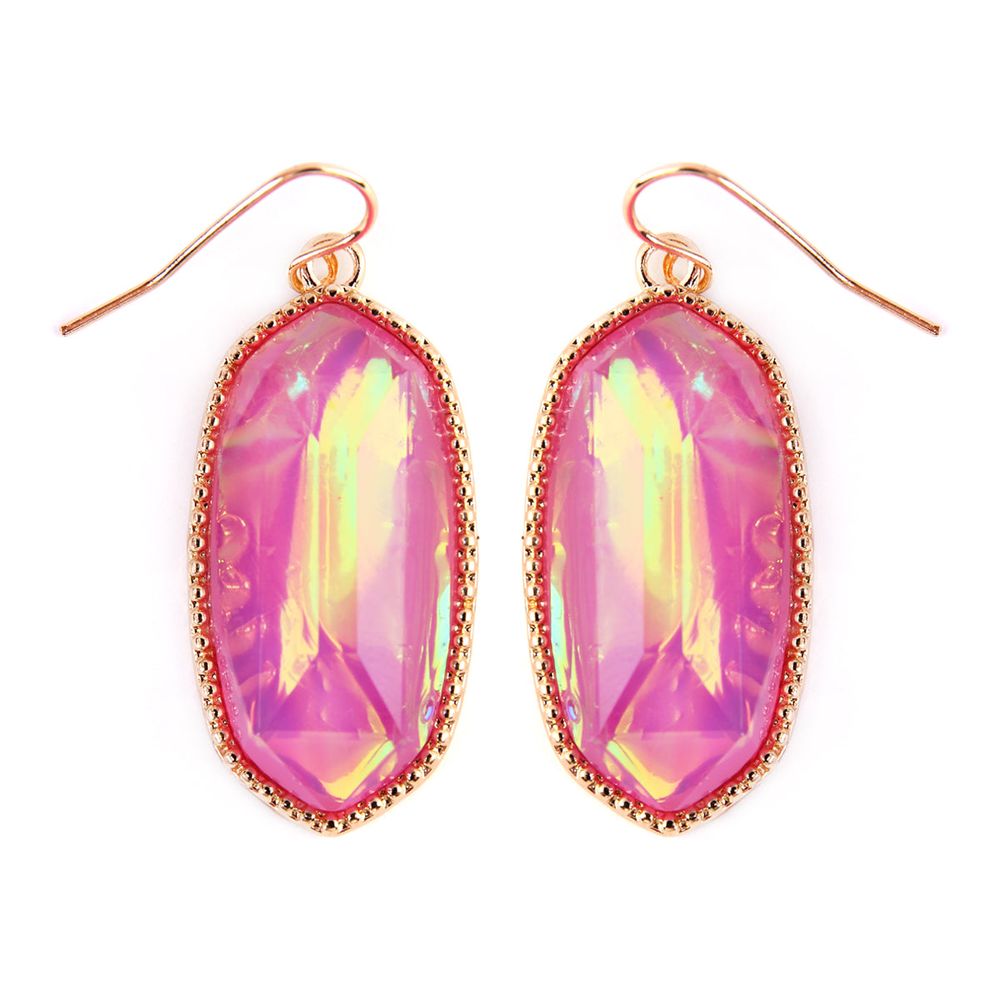 A pair of elegant Gem Cut Small Drop Earrings in various colors, showcasing their unique design and lightweight structure.