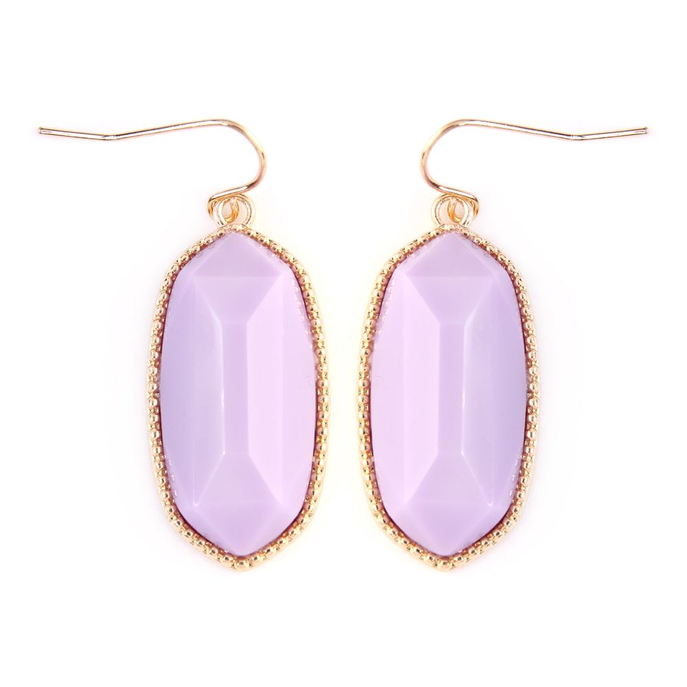 A pair of elegant Gem Cut Small Drop Earrings in various colors, showcasing their unique design and lightweight structure.
