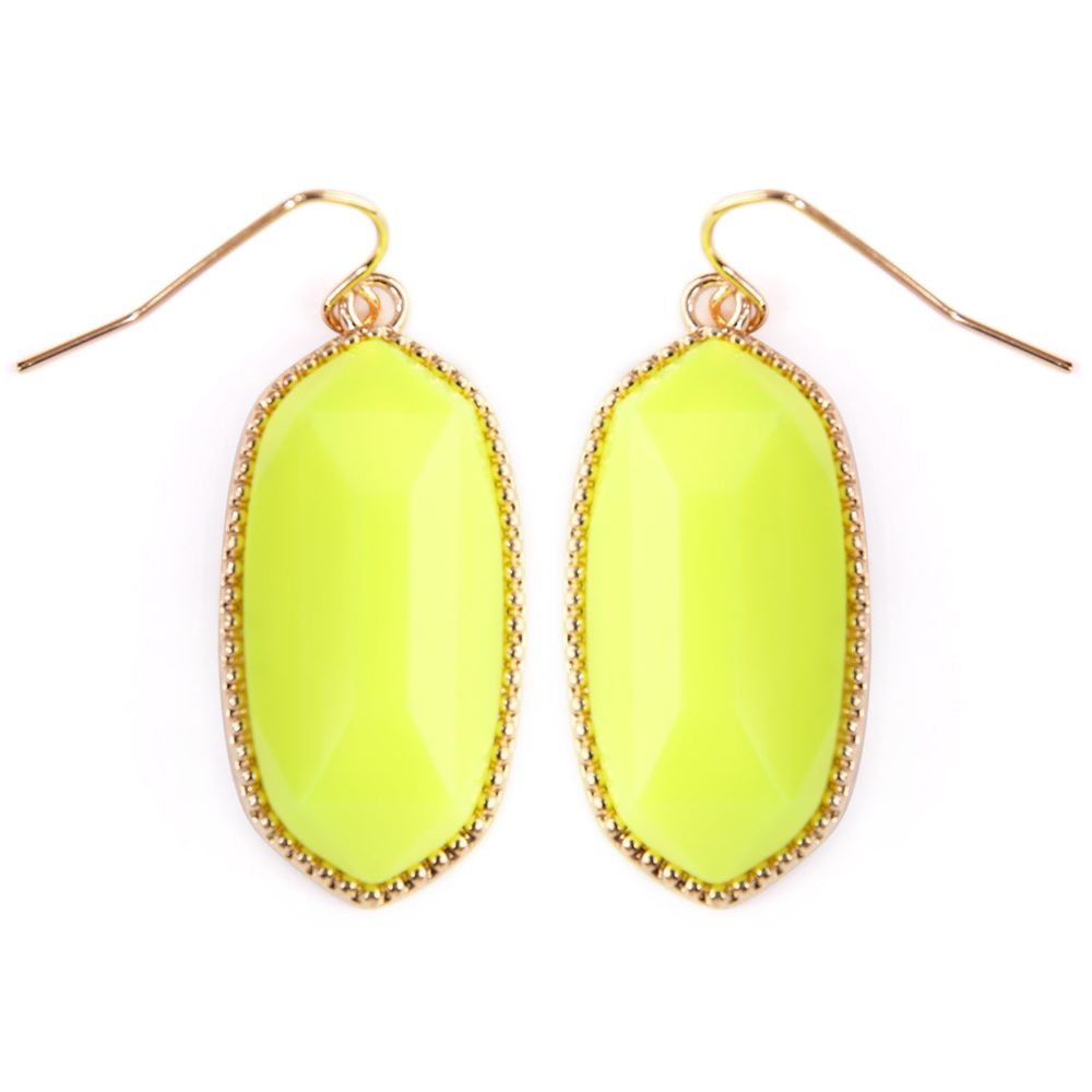 A pair of elegant Gem Cut Small Drop Earrings in various colors, showcasing their unique design and lightweight structure.