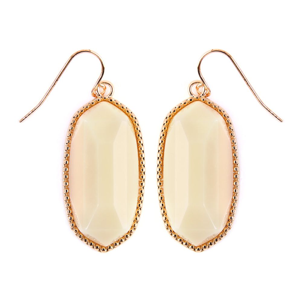 A pair of elegant Gem Cut Small Drop Earrings in various colors, showcasing their unique design and lightweight structure.