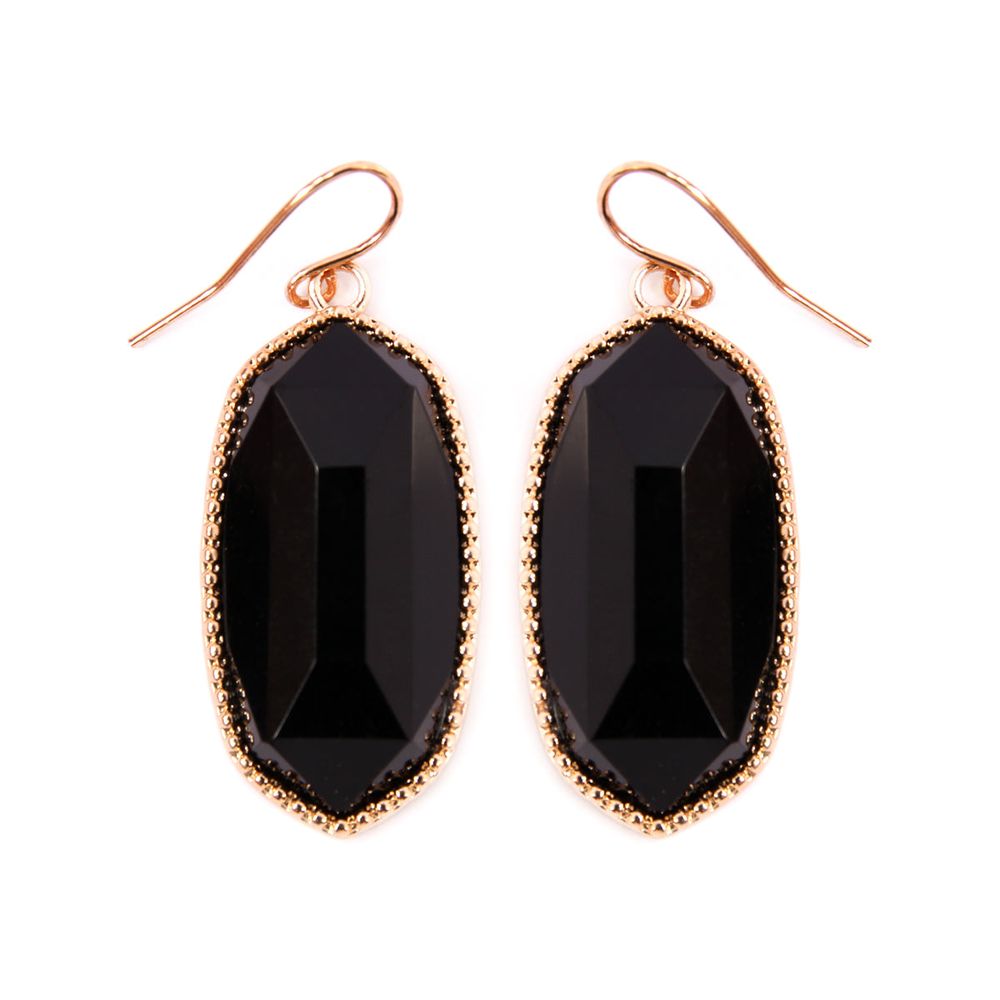 A pair of elegant Gem Cut Small Drop Earrings in various colors, showcasing their unique design and lightweight structure.