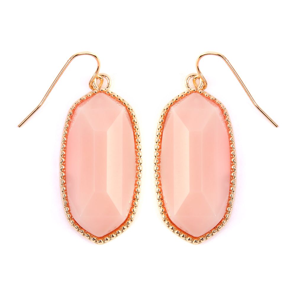 A pair of elegant Gem Cut Small Drop Earrings in various colors, showcasing their unique design and lightweight structure.