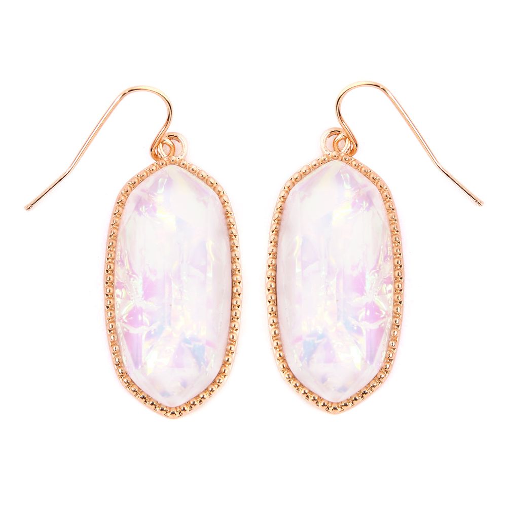 A pair of elegant Gem Cut Small Drop Earrings in various colors, showcasing their unique design and lightweight structure.
