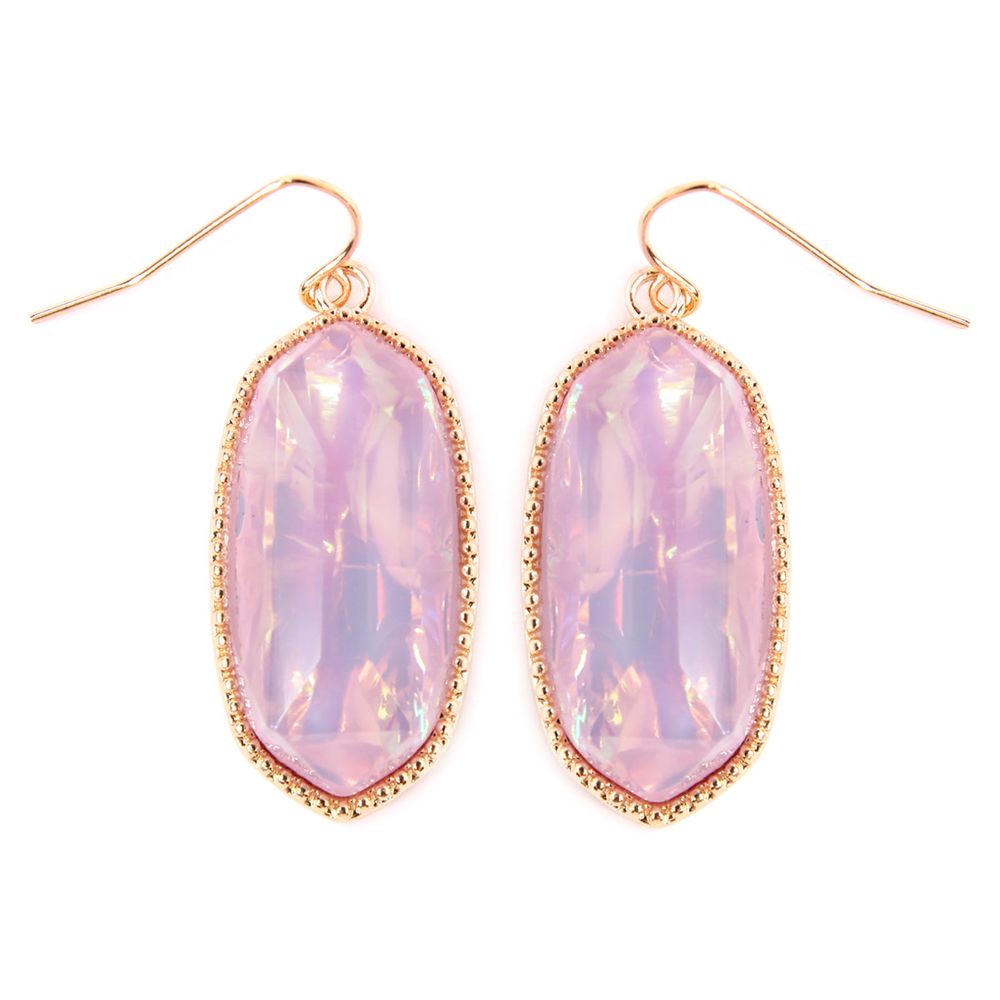 A pair of elegant Gem Cut Small Drop Earrings in various colors, showcasing their unique design and lightweight structure.