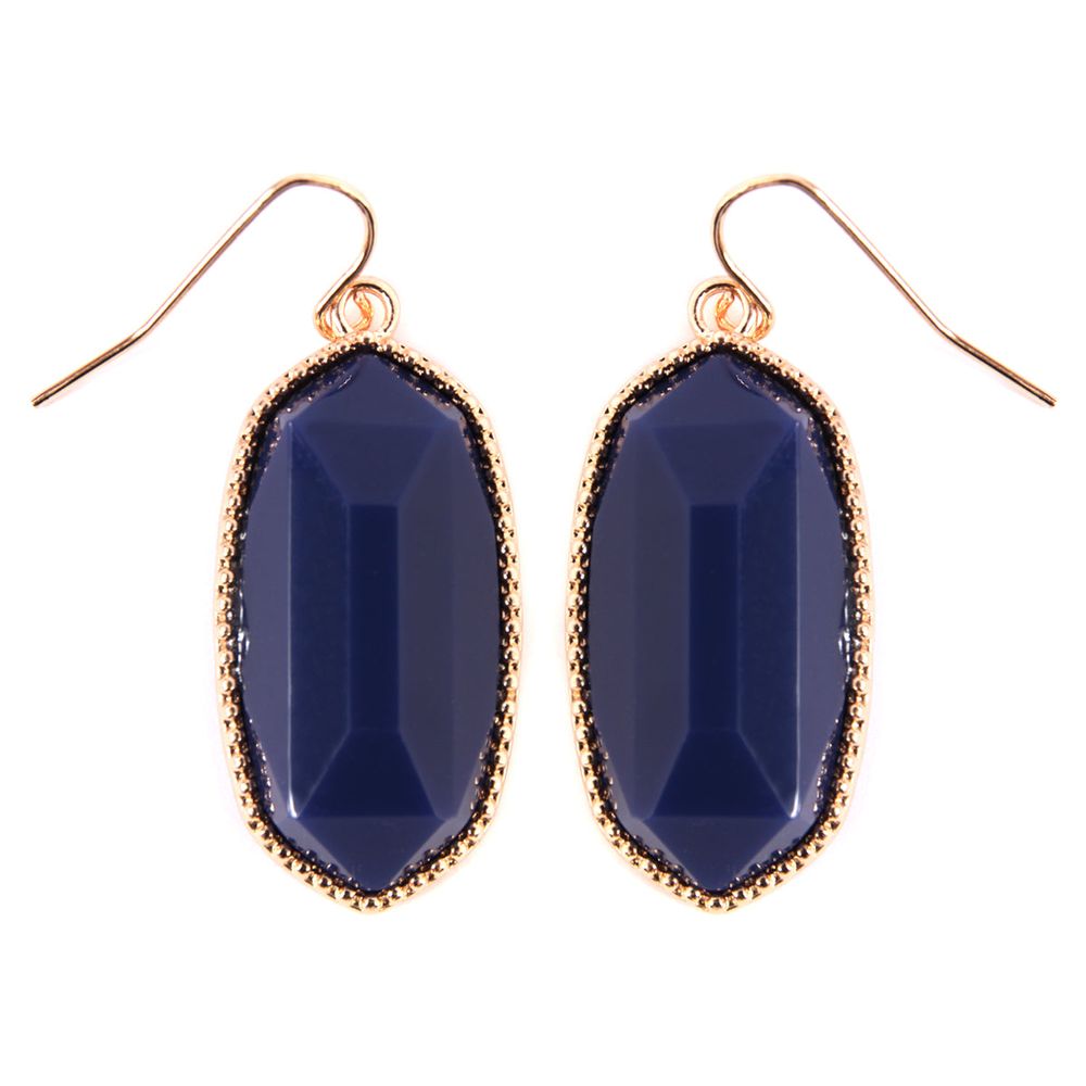 A pair of elegant Gem Cut Small Drop Earrings in various colors, showcasing their unique design and lightweight structure.