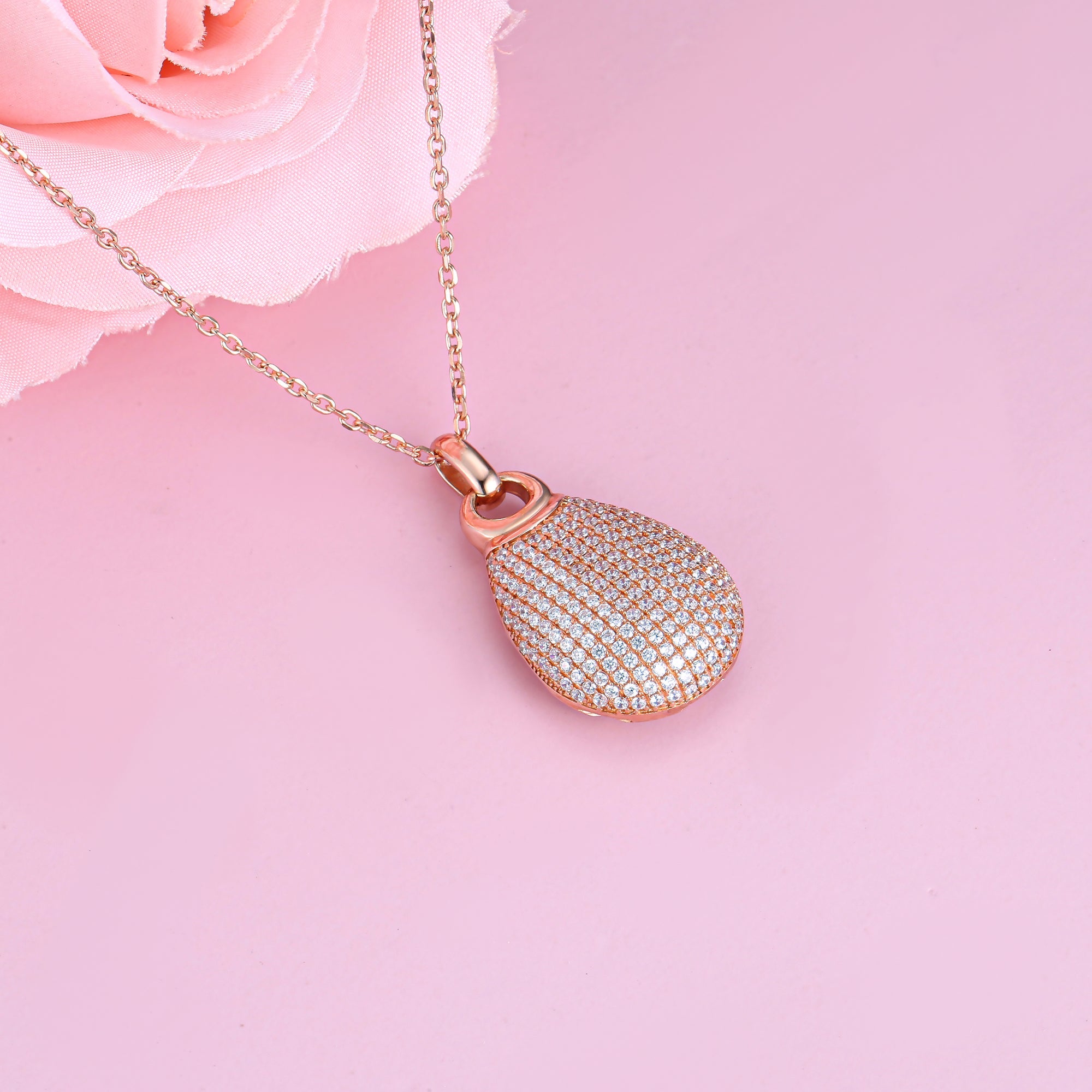 Gem Stone King 925 Sterling Silver Hand Set Pave White CZ Pendant featuring a pear-shaped cubic zirconia in a micro-pave setting.