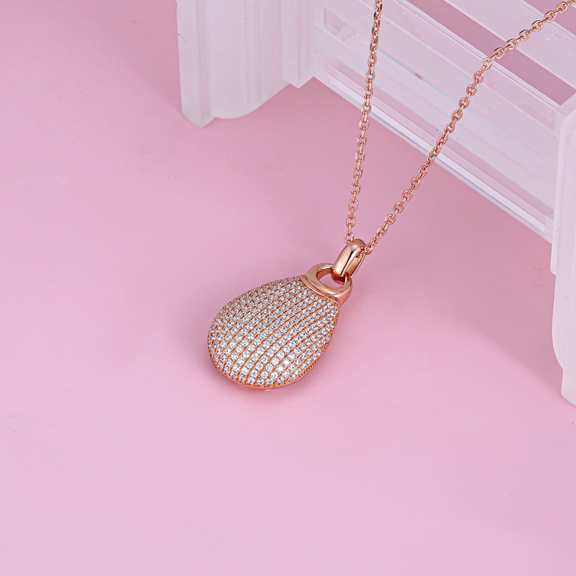 Gem Stone King 925 Sterling Silver Hand Set Pave White CZ Pendant featuring a pear-shaped cubic zirconia in a micro-pave setting.