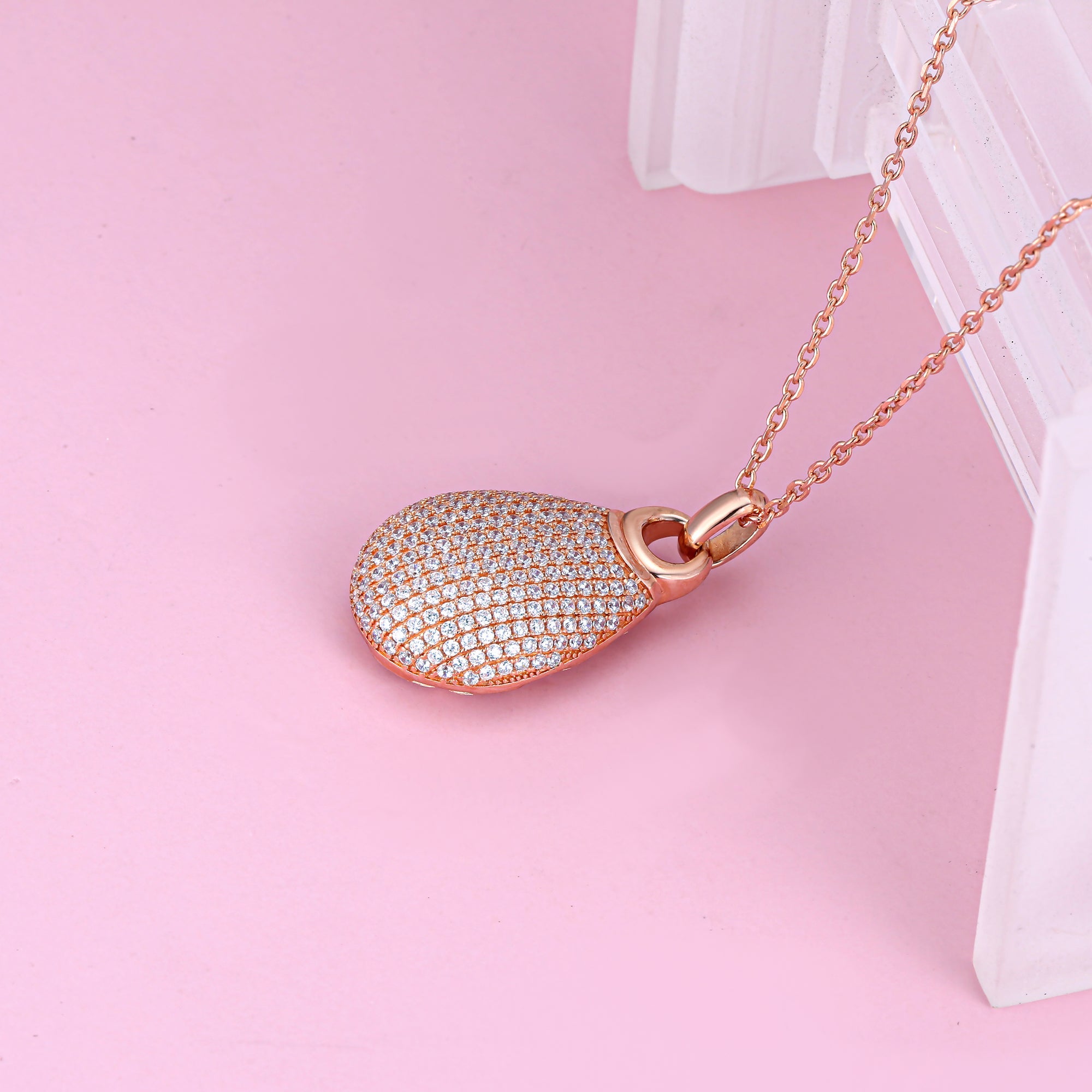 Gem Stone King 925 Sterling Silver Hand Set Pave White CZ Pendant featuring a pear-shaped cubic zirconia in a micro-pave setting.