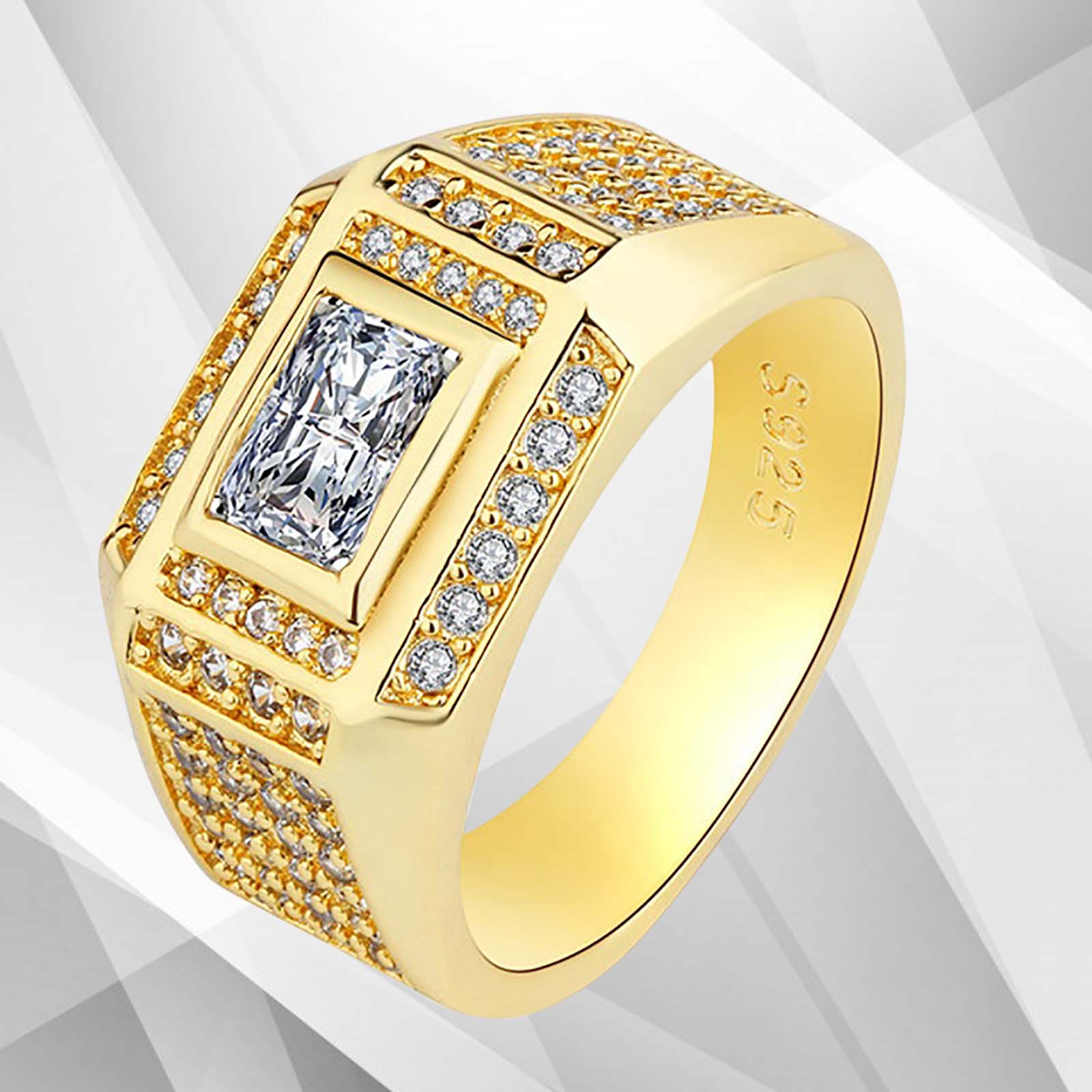 Gents 1.68Ct Total 77 CZ Diamonds Solitaire Ring in 18Ct yellow gold, showcasing a stunning pave and cluster setting with sparkling diamonds.