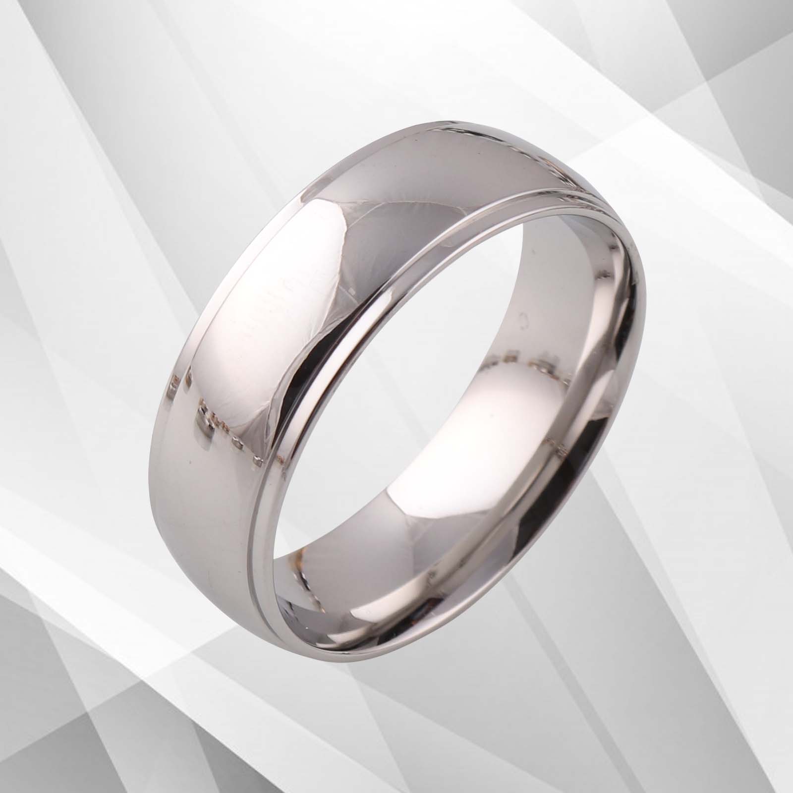 Gents Mens Sparkling Tungsten Carbide 8mm Wedding Band Ring with 18Ct white gold finish, showcasing its elegant design and comfort fit.