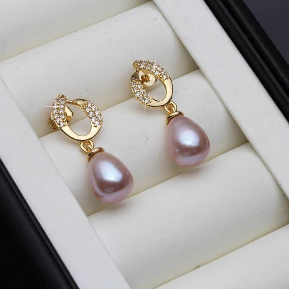 Elegant Genuine Freshwater Pearl & Simulated Diamond Eternity Drop Earrings showcasing white pearls in a stylish drop design.