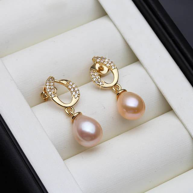 Elegant Genuine Freshwater Pearl & Simulated Diamond Eternity Drop Earrings showcasing white pearls in a stylish drop design.
