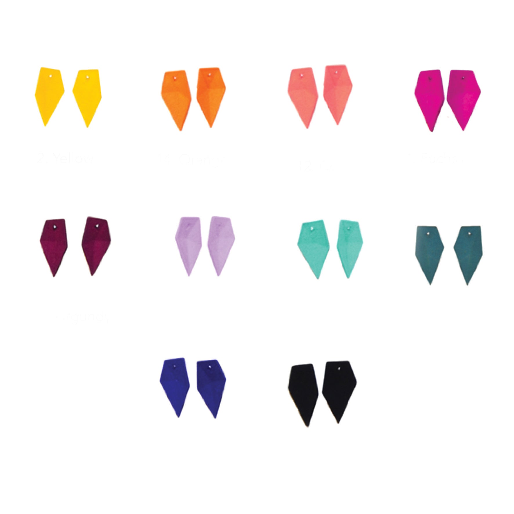 A pair of vibrant Geometric Drop Interchangeable Earrings in various colors, showcasing their unique teardrop design and lightweight structure.