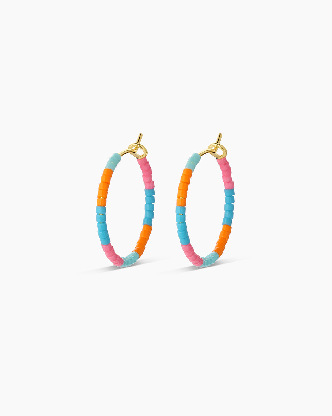 Gigi Stripe Hoops in 14k gold, elegantly designed for stacking and layering.