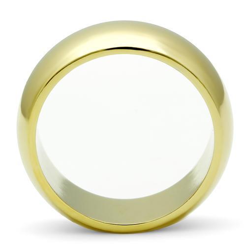 GL012 IP Gold Brass Ring with a sleek design, showcasing its luxurious ion plating finish and minimalist style.