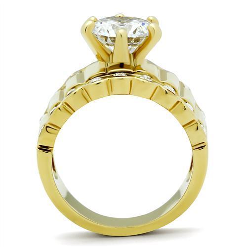 Gold ring with a diamond.