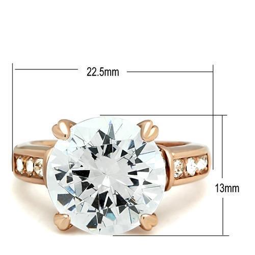 GL144 IP Rose Gold Brass Ring featuring AAA Grade CZ stone, showcasing its elegant design and luxurious finish.