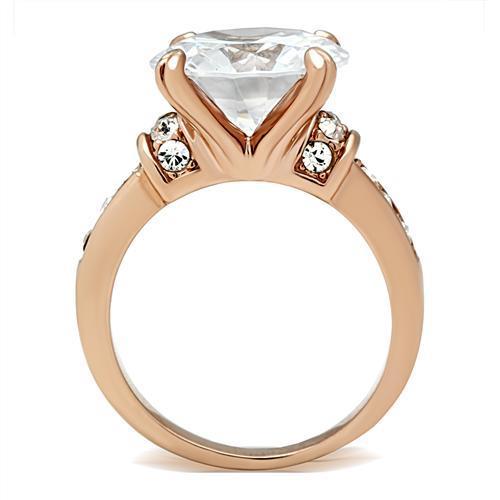 GL144 IP Rose Gold Brass Ring featuring AAA Grade CZ stone, showcasing its elegant design and luxurious finish.