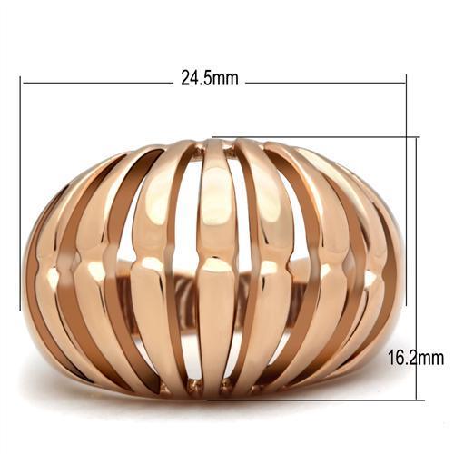 GL162 IP Rose Gold Brass Ring with a sleek, minimalist design, showcasing its elegant finish and lightweight structure.
