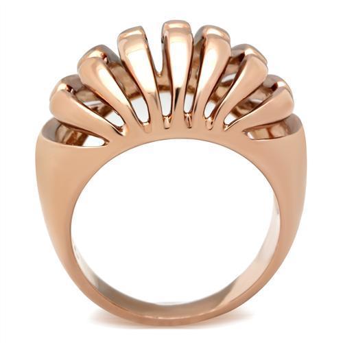 GL162 IP Rose Gold Brass Ring with a sleek, minimalist design, showcasing its elegant finish and lightweight structure.