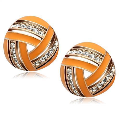 GL167 IP Rose Gold Brass Earrings featuring top-grade clear crystals, elegantly designed for any occasion.