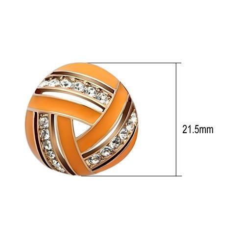 GL167 IP Rose Gold Brass Earrings featuring top-grade clear crystals, elegantly designed for any occasion.