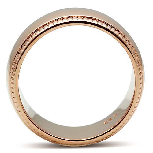 GL213 IP Rose Gold Brass Ring with a sleek, minimalist design, showcasing its luxurious finish and lightweight structure.
