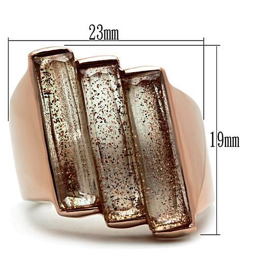 GL231 IP Rose Gold Brass Ring featuring a synthetic spinel gemstone in topaz color, elegantly designed for stylish wear.
