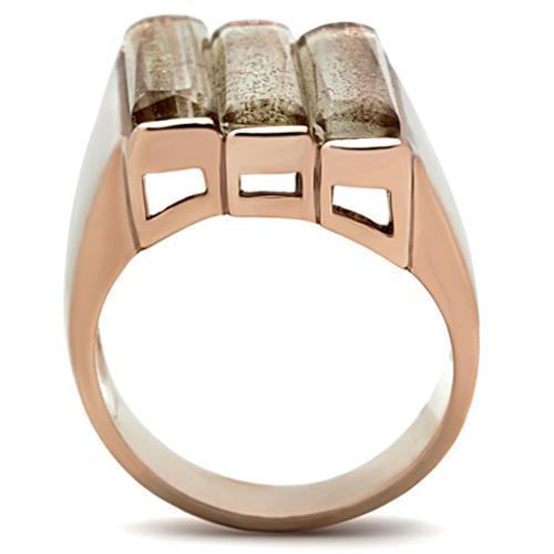 GL231 IP Rose Gold Brass Ring featuring a synthetic spinel gemstone in topaz color, elegantly designed for stylish wear.
