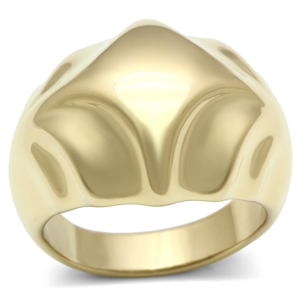 GL327 IP Gold Brass Ring with a sleek design, showcasing its luxurious ion plating finish and lightweight structure.