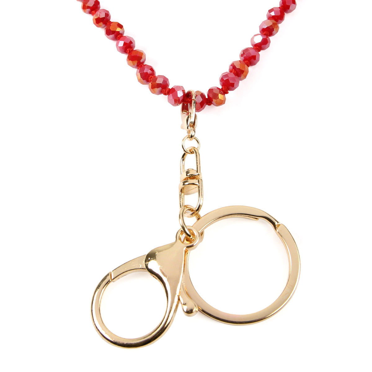 Colorful Glass Beads Lanyard Necklace displayed elegantly, showcasing its vibrant hues and crystal bead details.