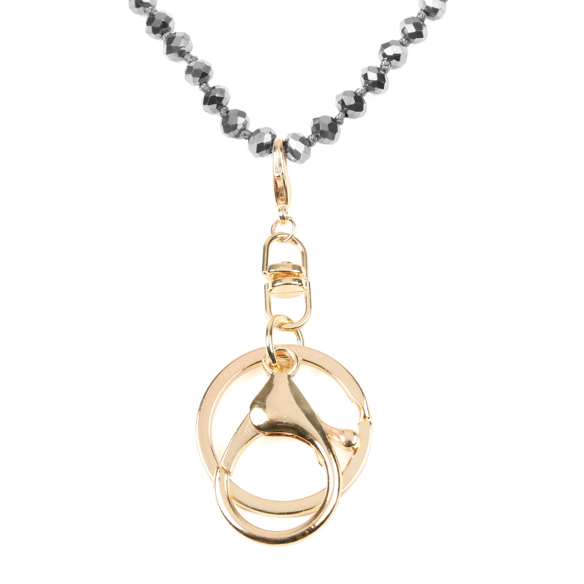 Colorful Glass Beads Lanyard Necklace displayed elegantly, showcasing its vibrant hues and crystal bead details.