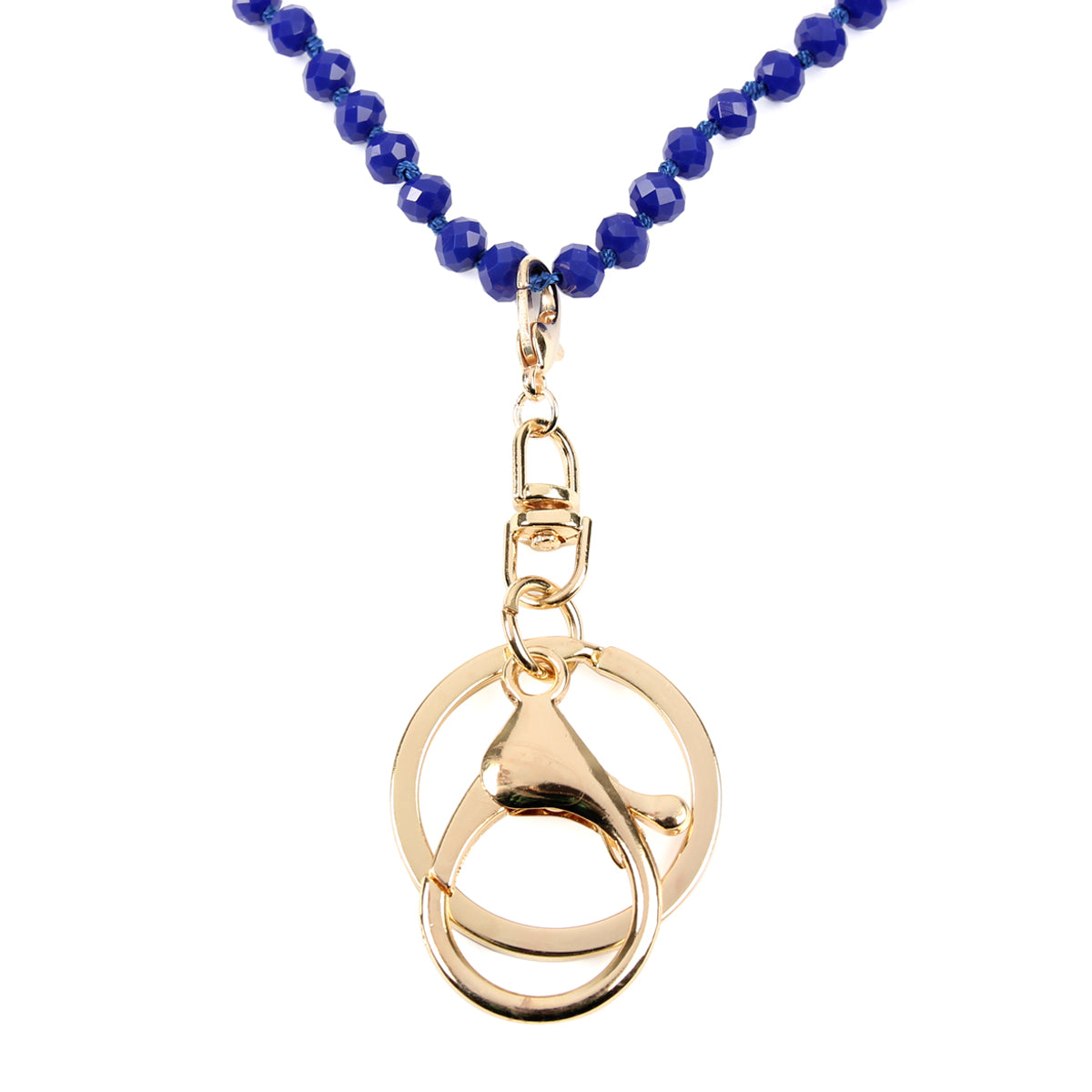 Colorful Glass Beads Lanyard Necklace displayed elegantly, showcasing its vibrant hues and crystal bead details.