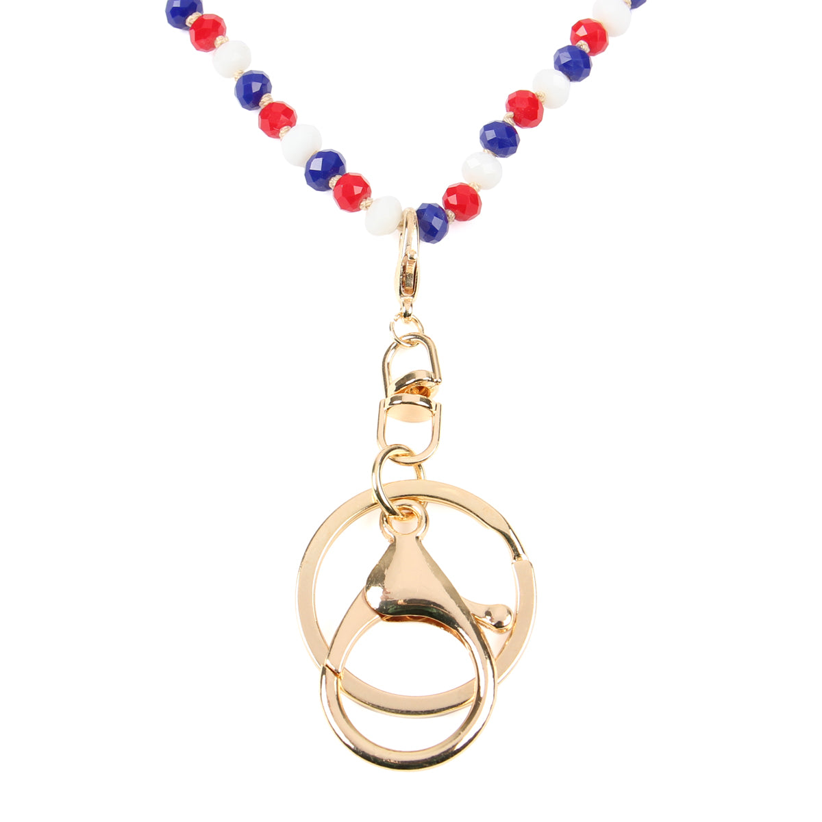 Colorful Glass Beads Lanyard Necklace displayed elegantly, showcasing its vibrant hues and crystal bead details.