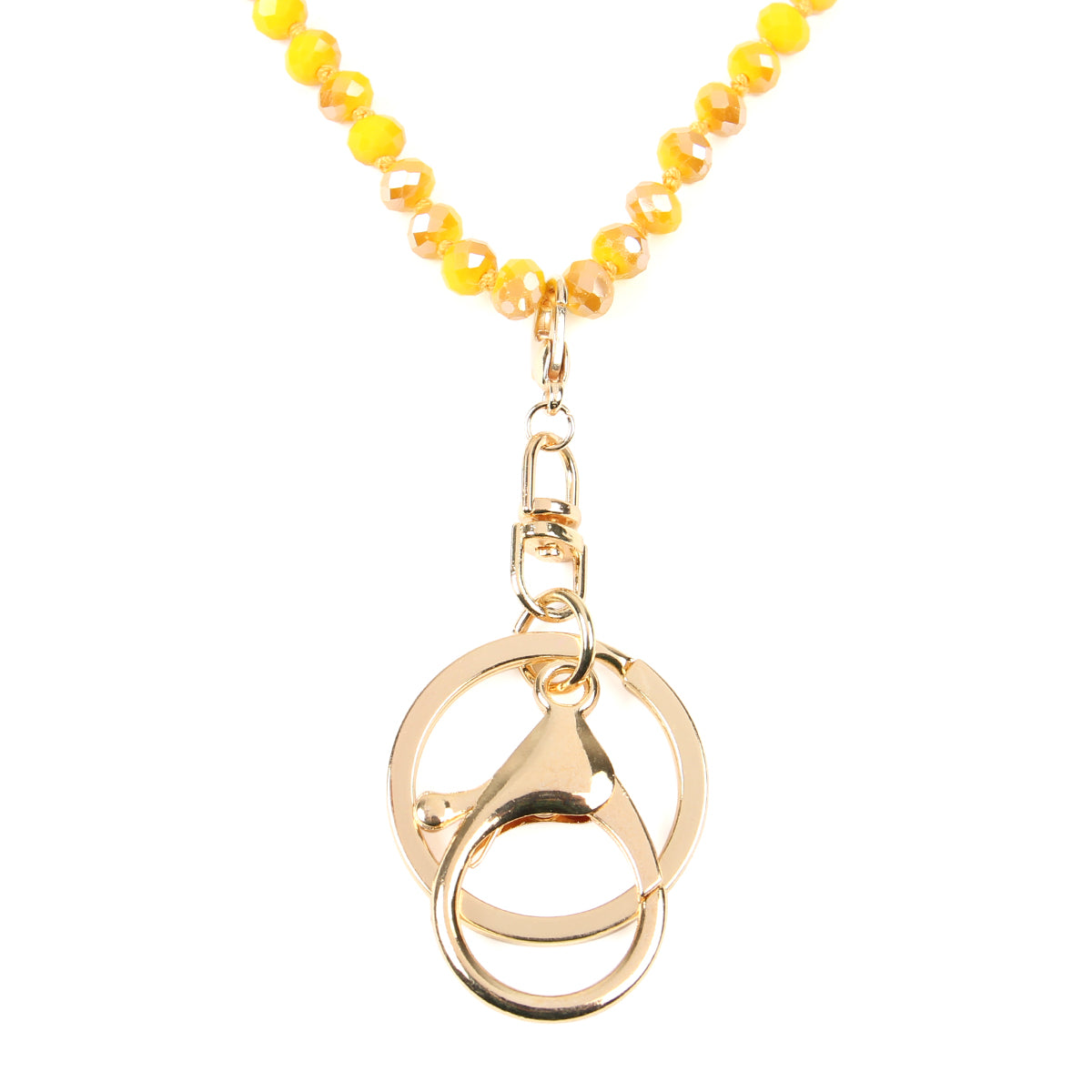 Colorful Glass Beads Lanyard Necklace displayed elegantly, showcasing its vibrant hues and crystal bead details.