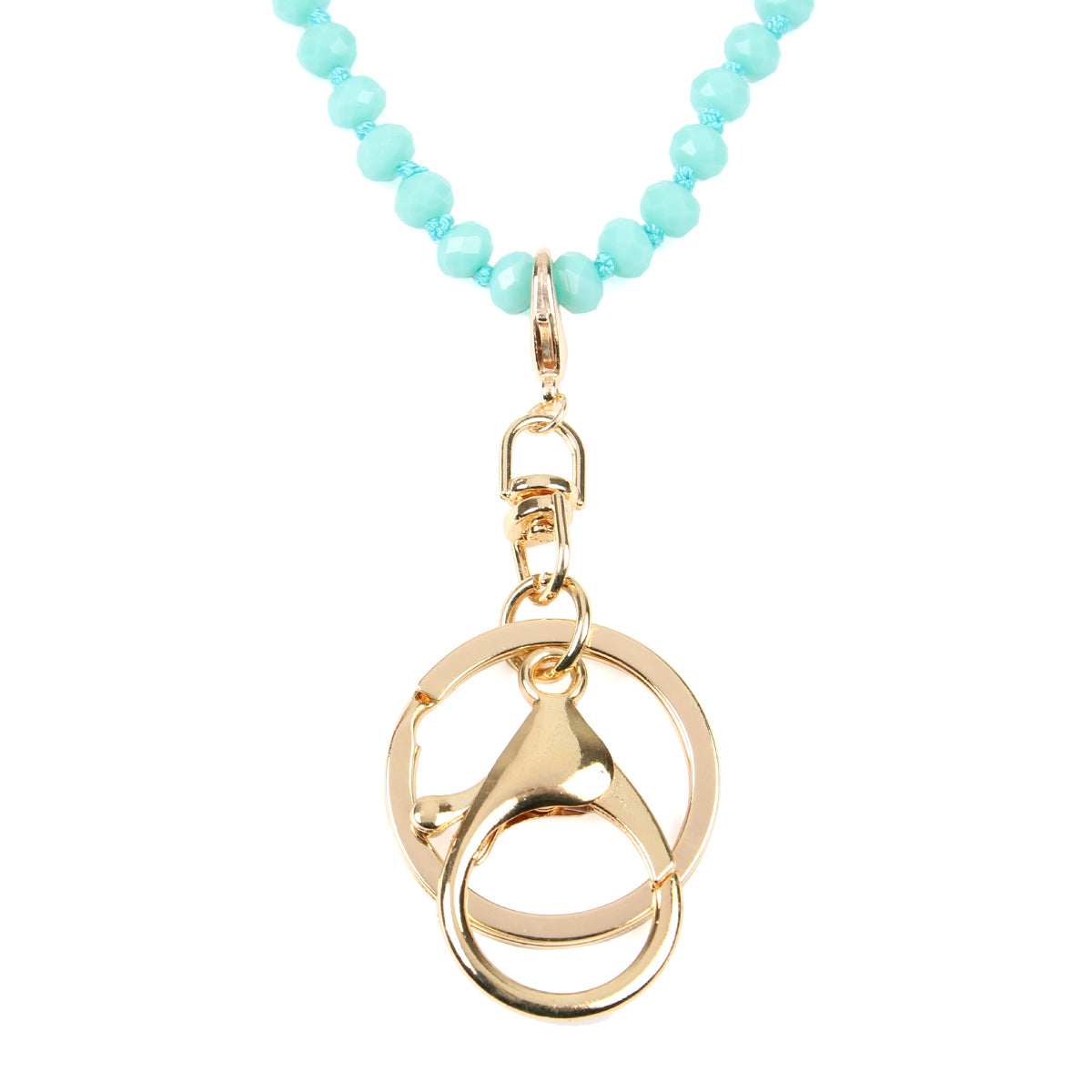 Colorful Glass Beads Lanyard Necklace displayed elegantly, showcasing its vibrant hues and crystal bead details.