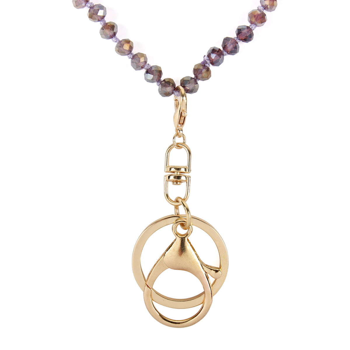 Colorful Glass Beads Lanyard Necklace displayed elegantly, showcasing its vibrant hues and crystal bead details.