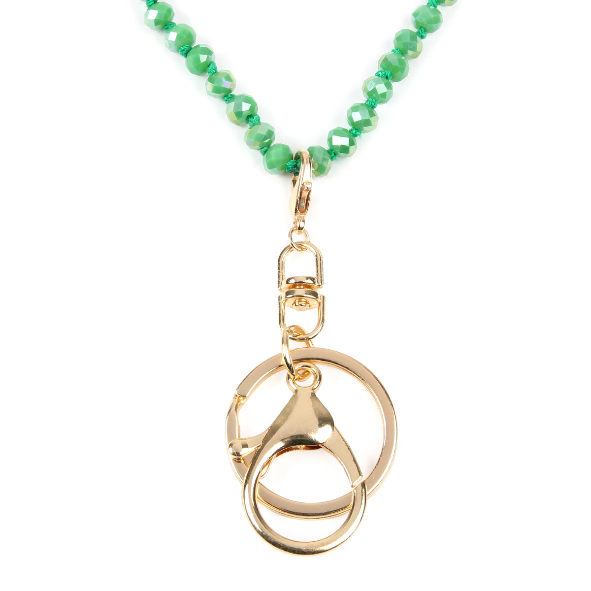 Colorful Glass Beads Lanyard Necklace displayed elegantly, showcasing its vibrant hues and crystal bead details.