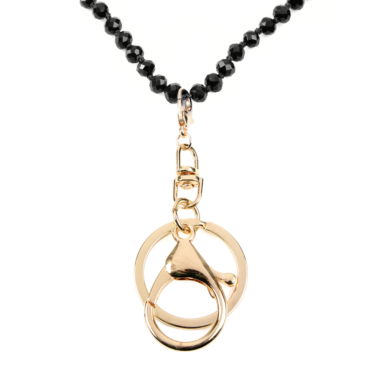 Colorful Glass Beads Lanyard Necklace displayed elegantly, showcasing its vibrant hues and crystal bead details.