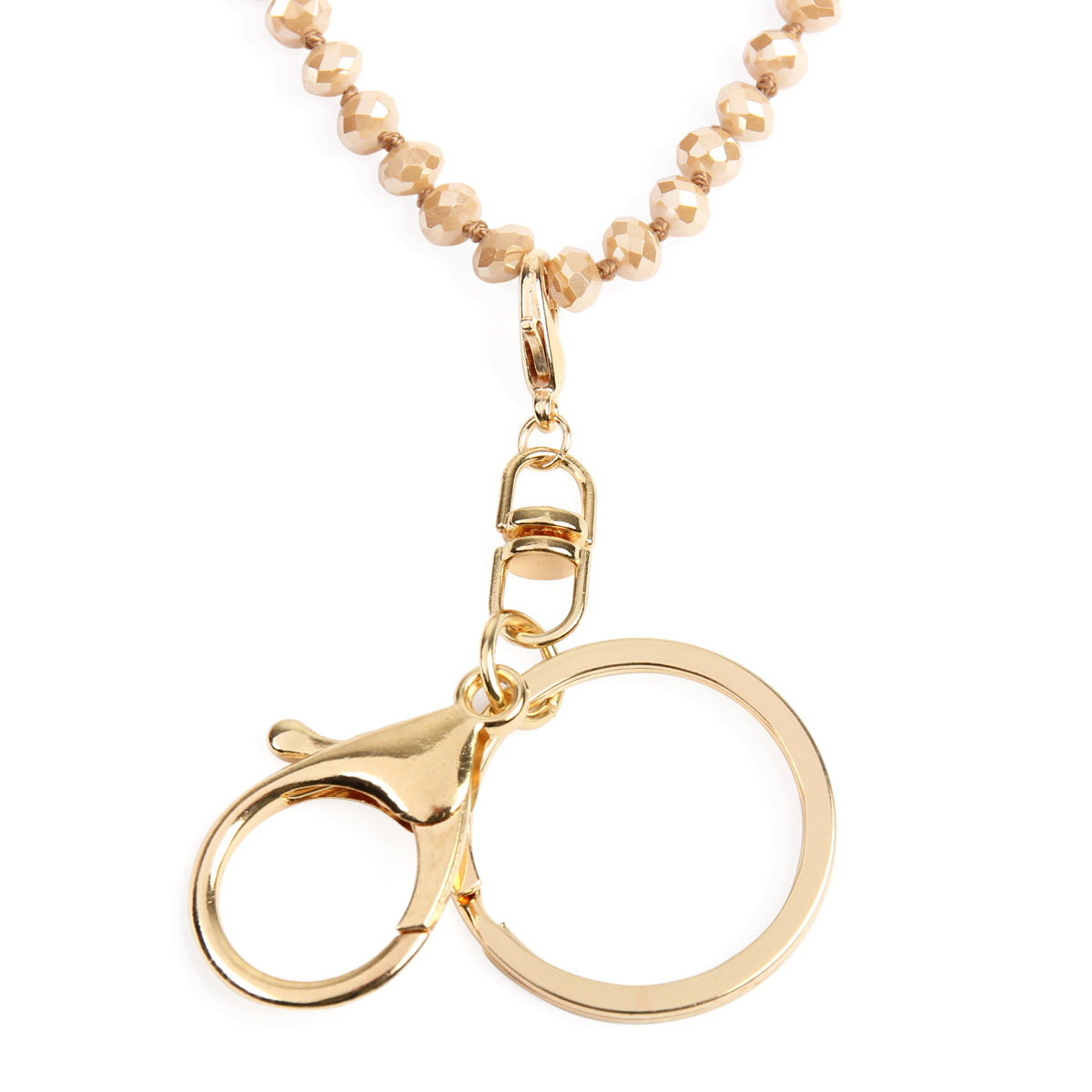 Colorful Glass Beads Lanyard Necklace displayed elegantly, showcasing its vibrant hues and crystal bead details.