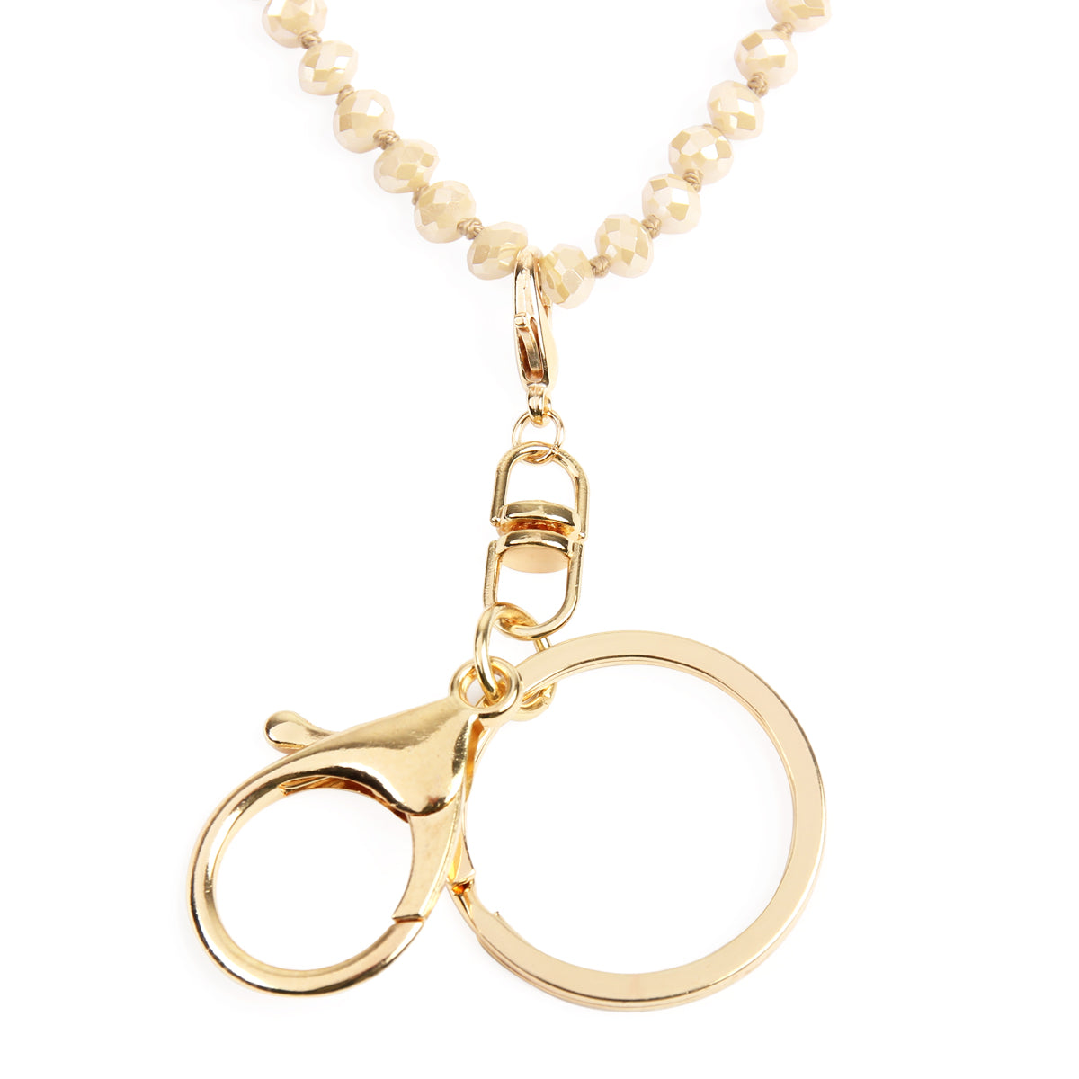 Colorful Glass Beads Lanyard Necklace displayed elegantly, showcasing its vibrant hues and crystal bead details.