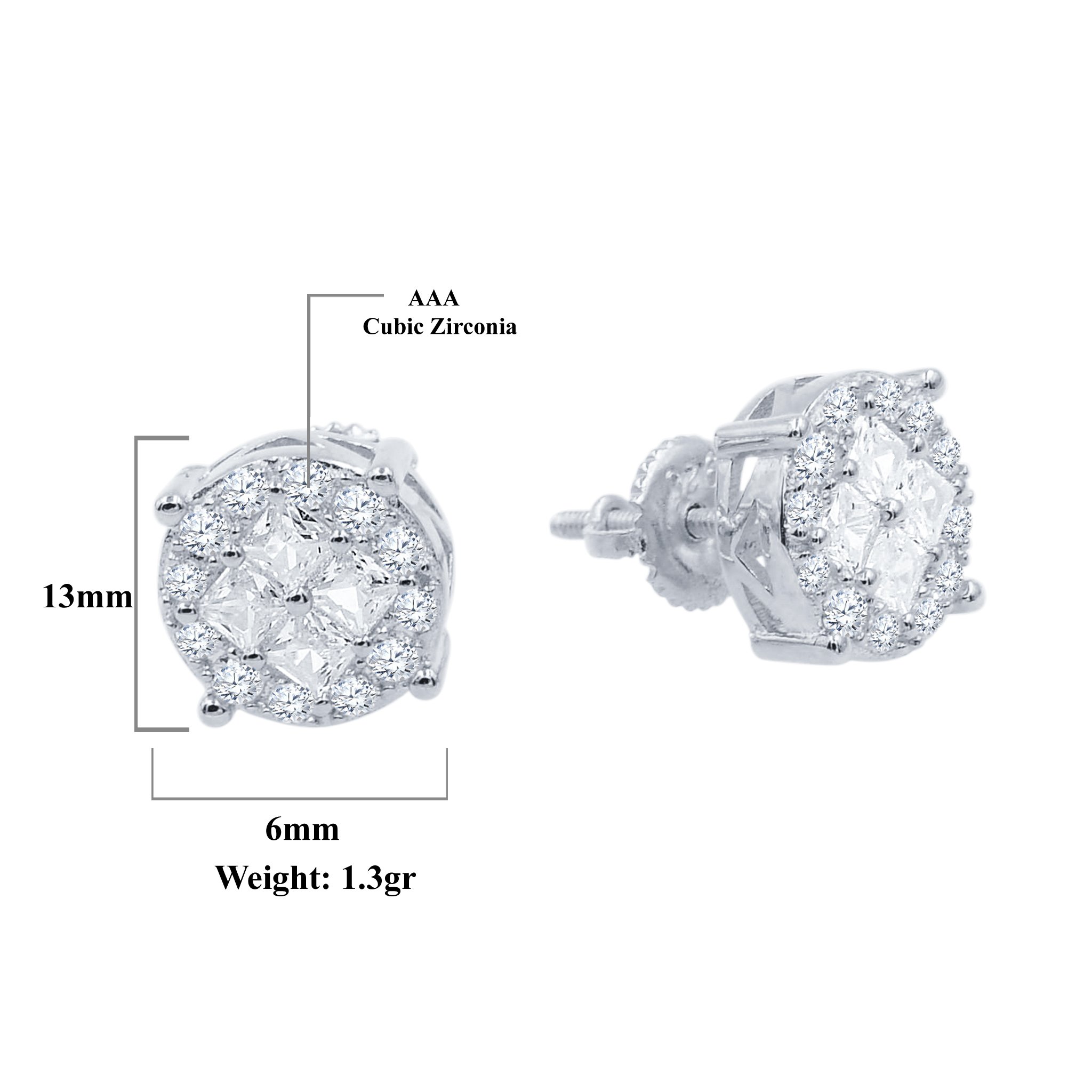 A pair of Glisten Screw Back Earrings featuring diamond-shaped cubic zircon stones set in brass copper metal, radiating elegance and brilliance.