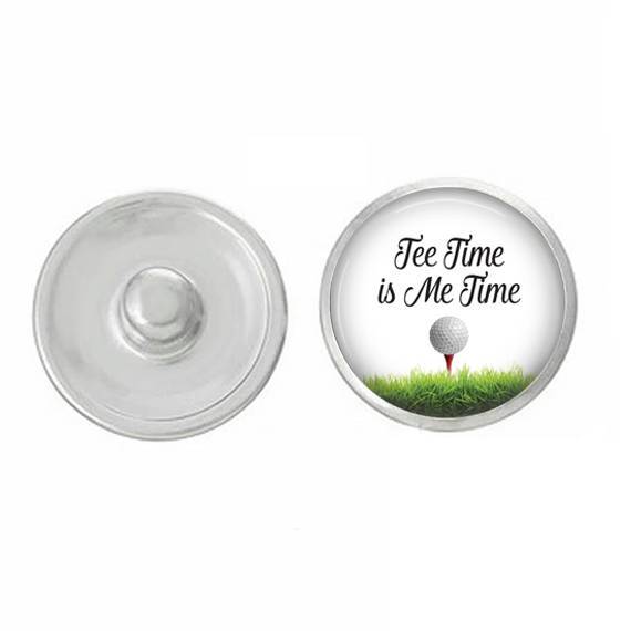Tee Time is Me Time Golf Snap charm featuring vibrant golf-themed design, perfect for interchangeable snap jewelry.