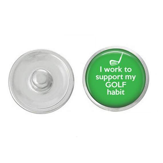 Golf Snap jewelry featuring a golf-themed design, perfect for interchangeable snap jewelry enthusiasts.